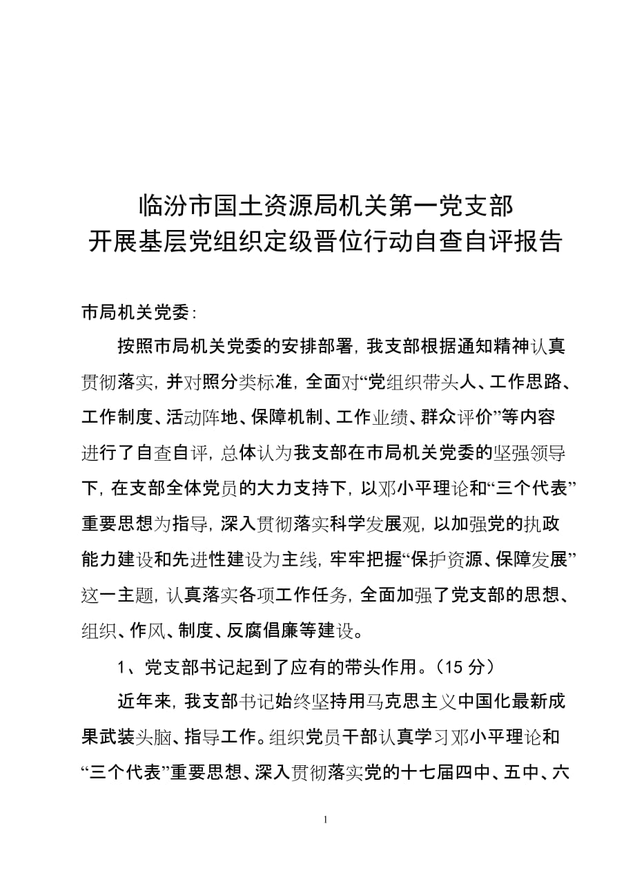 基层党支部调查摸底和分类定级自查调查报告.doc_第1页