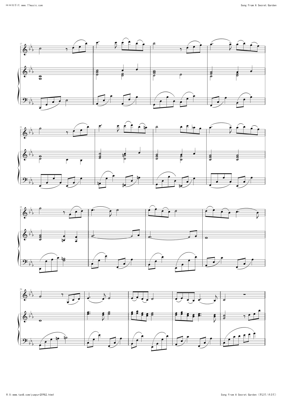 03 Song From A Secret Garden（神秘园之歌钢琴谱全集钢琴谱 钢琴简谱 数字谱 ）.pdf_第2页