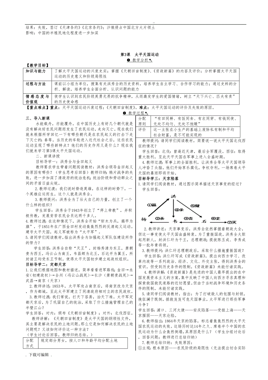 八年级（上册）（全册）新人教版历史教（学）案可打印_第3页