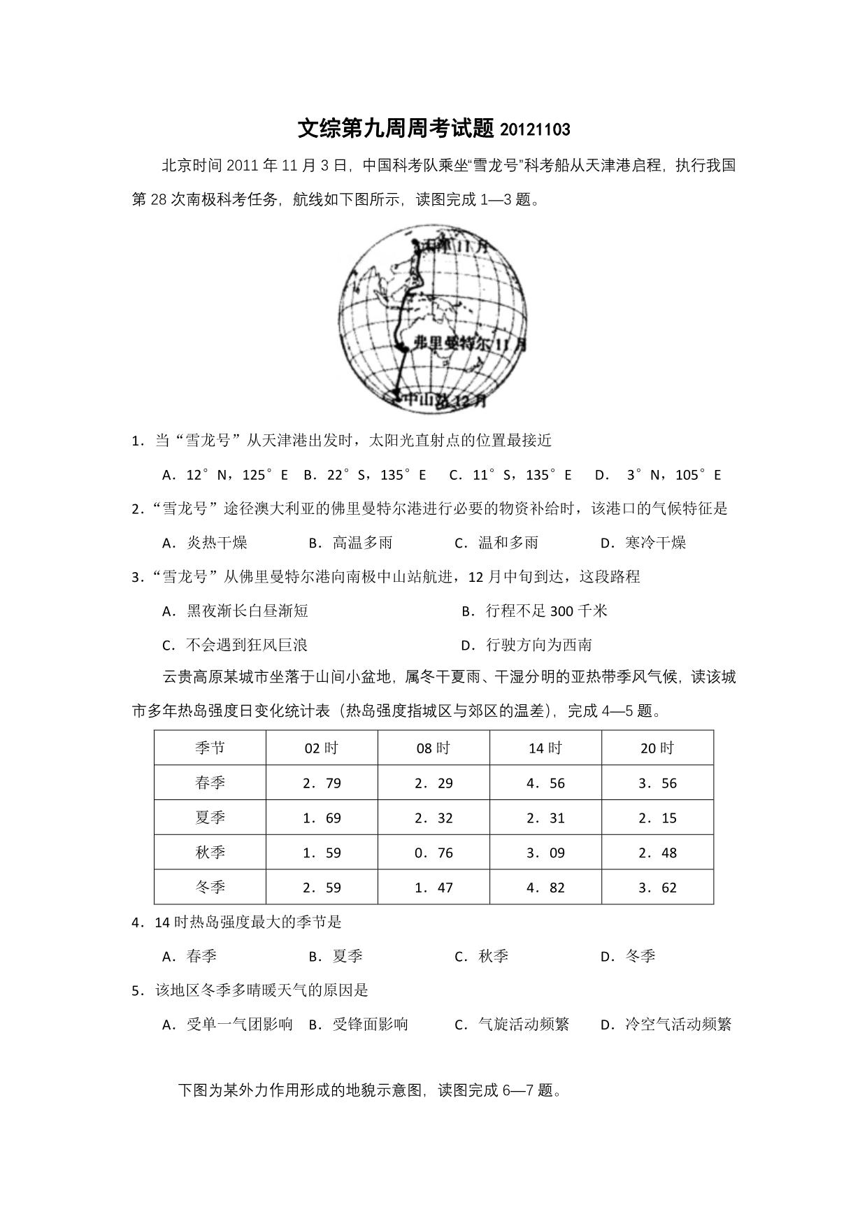 2012-2013学年度城东中学周考试题文档.doc_第1页