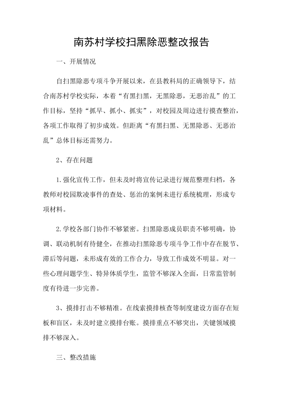 南苏村学校扫黑除恶整改调查报告.doc_第1页