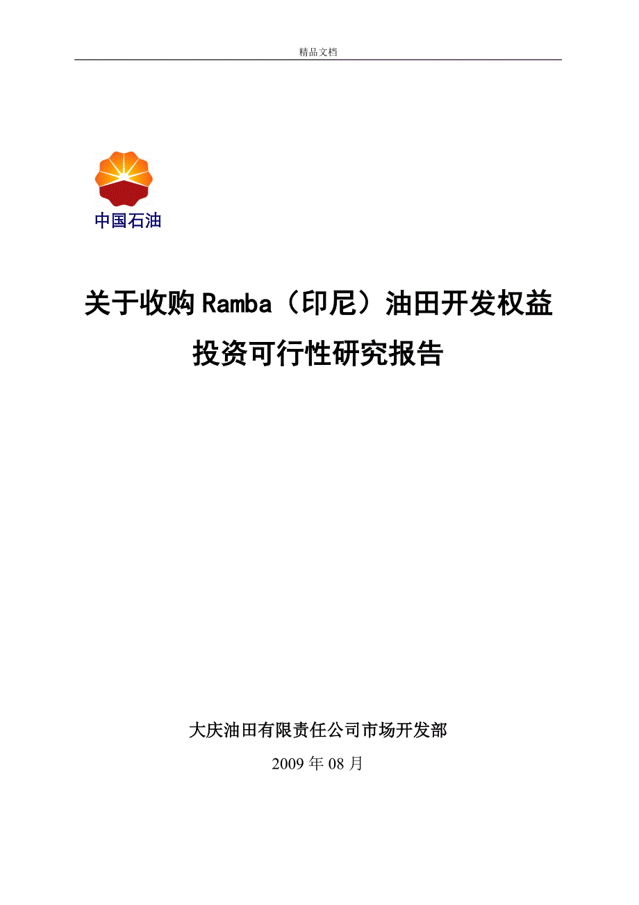 并购印尼RANBA油田的可行性研究分析报告.doc_第1页