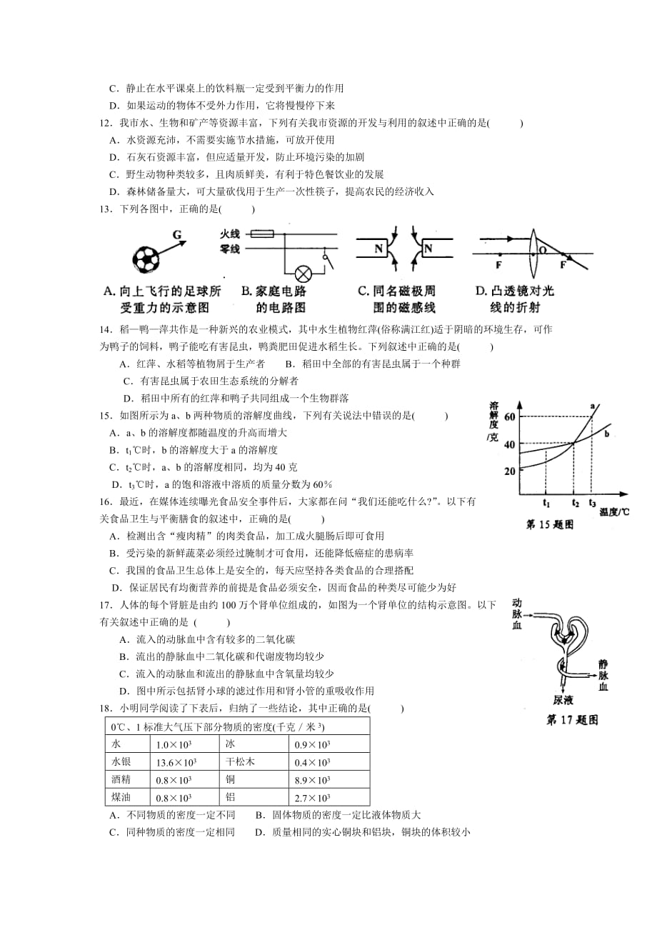 2012年科学选择题专练.doc_第2页