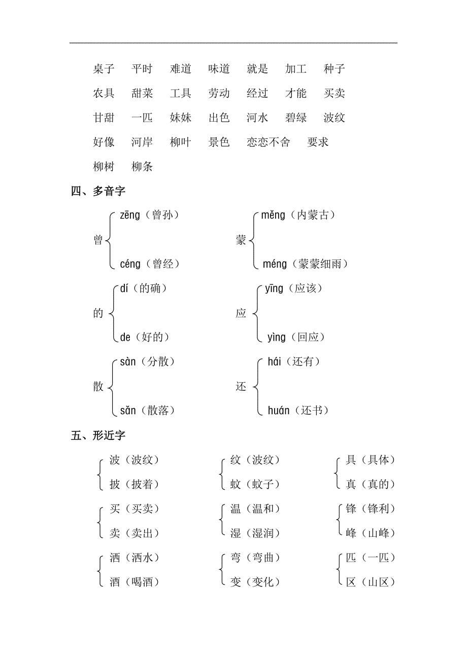 部编版二年级下语文单元知识点梳理归纳总结（全套）_第5页