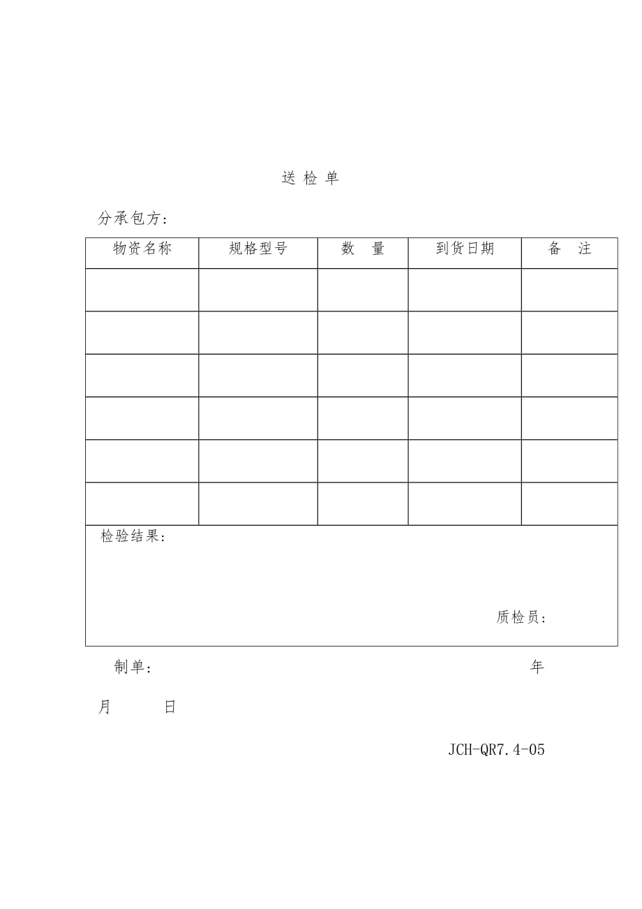 公司质检部送检单_第1页