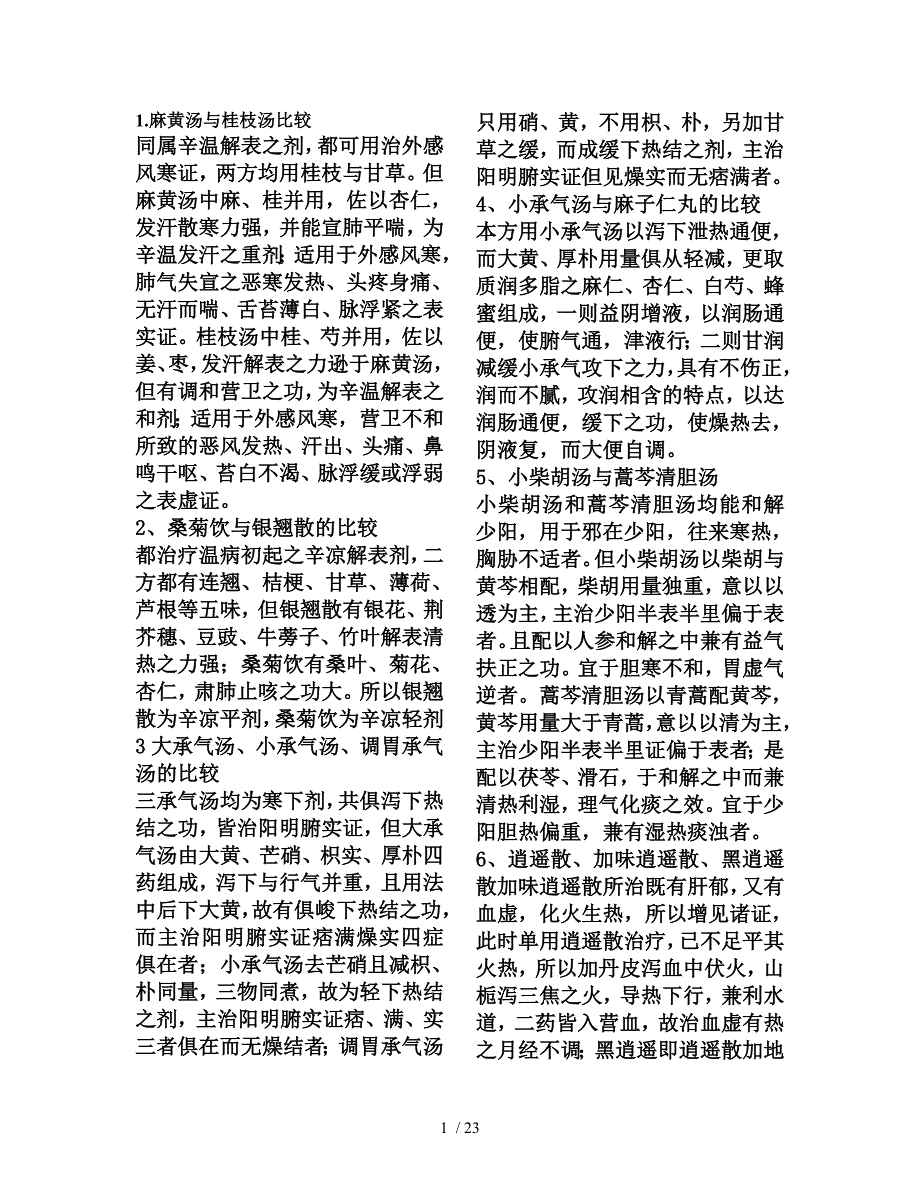 各类中药方剂功效对比_第1页