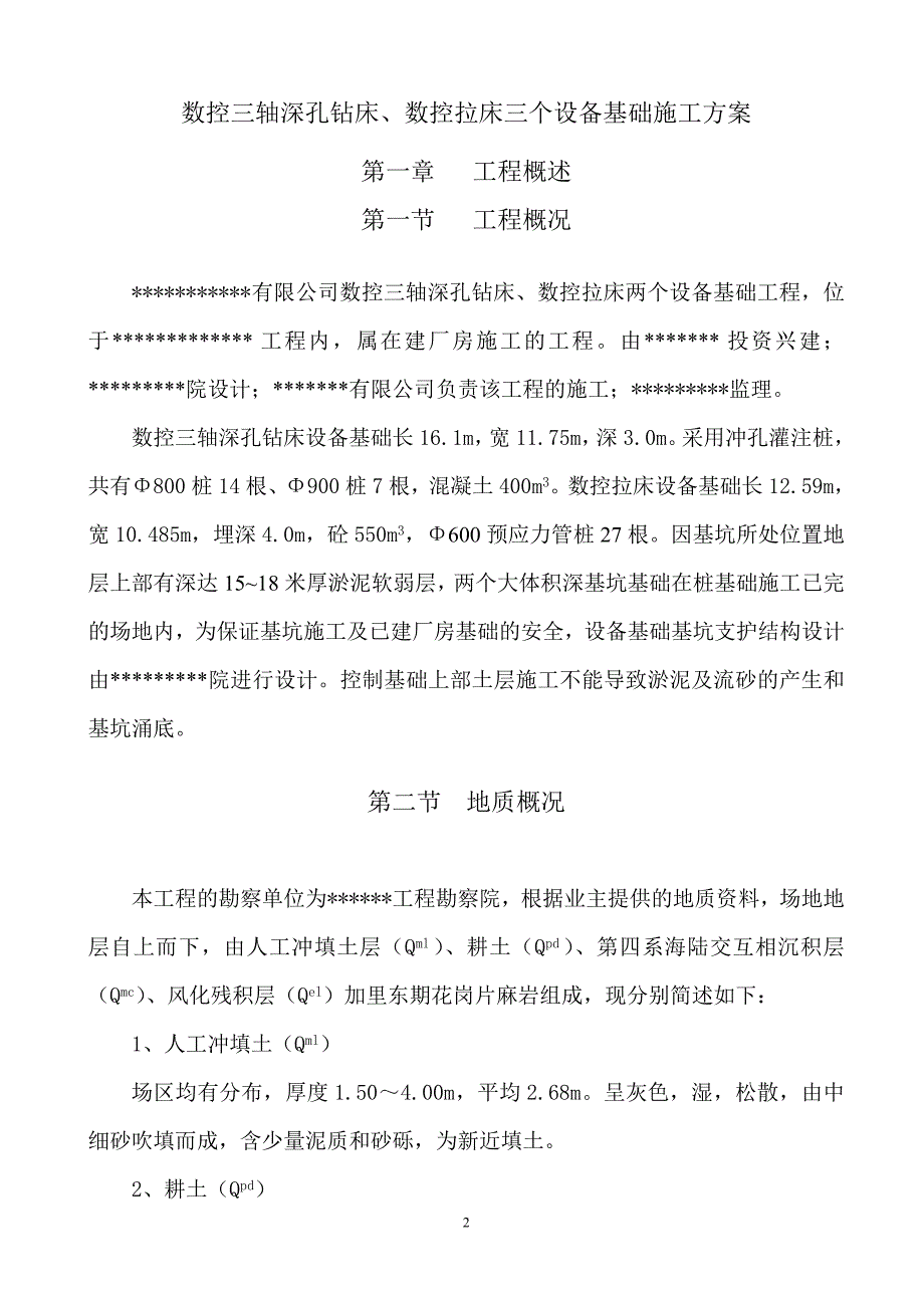 【精编】数控三轴深孔钻床、数控拉床三个设备基础施工方案培训资料_第2页