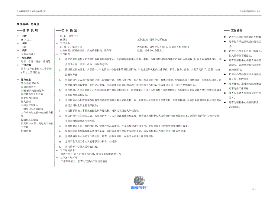 【精编】某集团销售中心工作岗位要求及职责描述手册_第3页