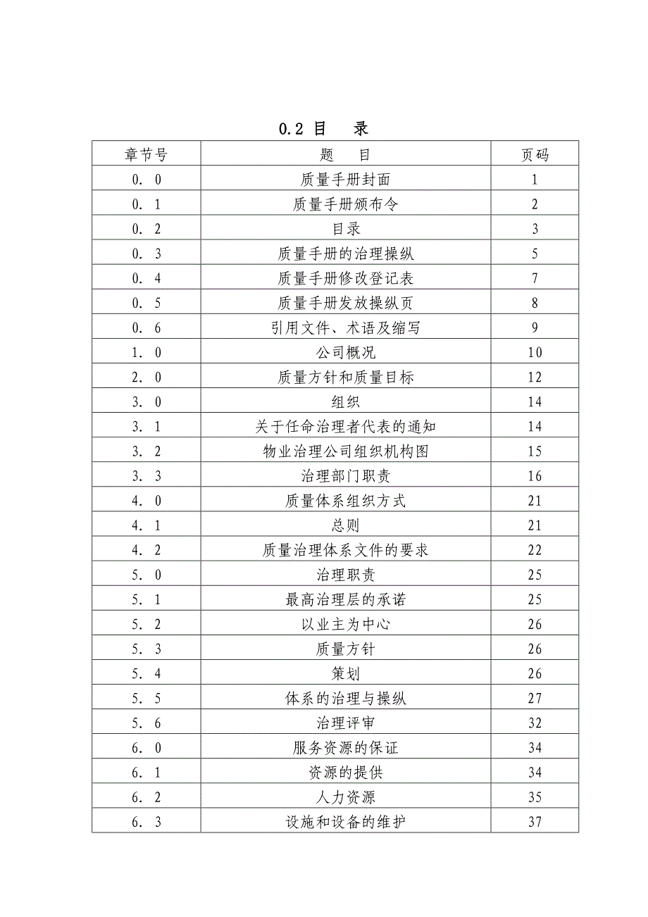 物业公司质量管理手册文件_第2页