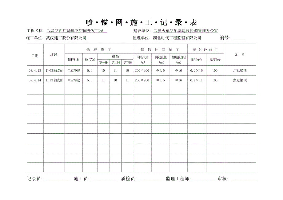 喷锚施工记录表_第1页