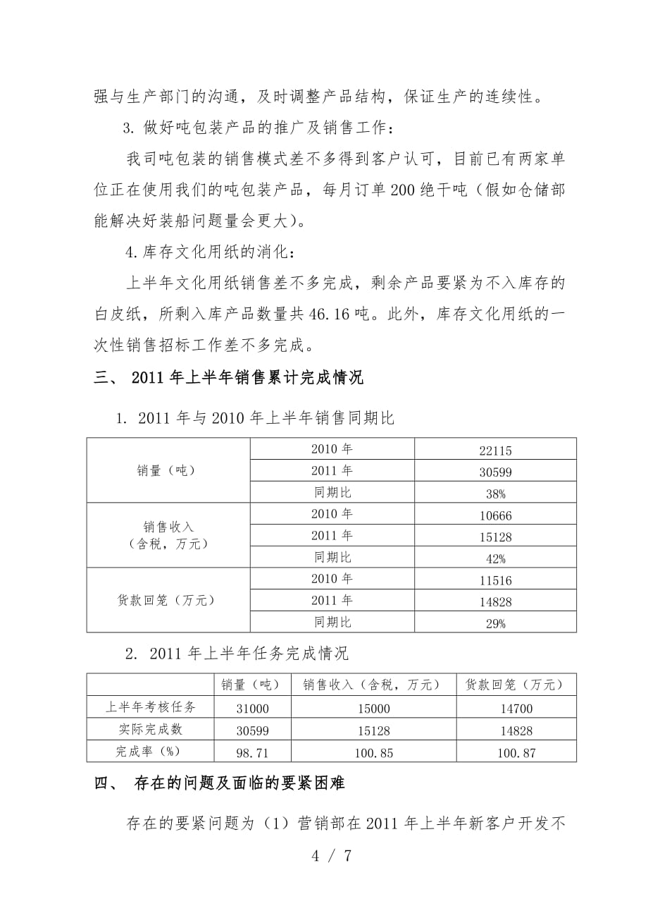 营销部上半年工作汇报_第4页