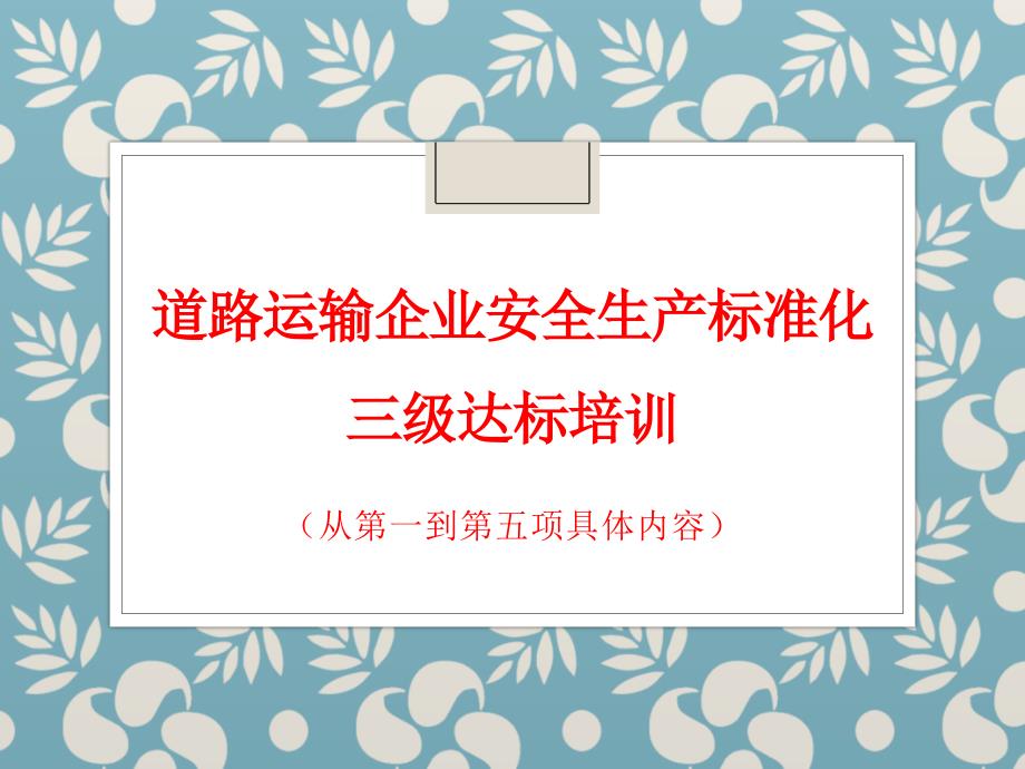 【精编】道路运输企业安全生产标准化三级达标培训_第1页