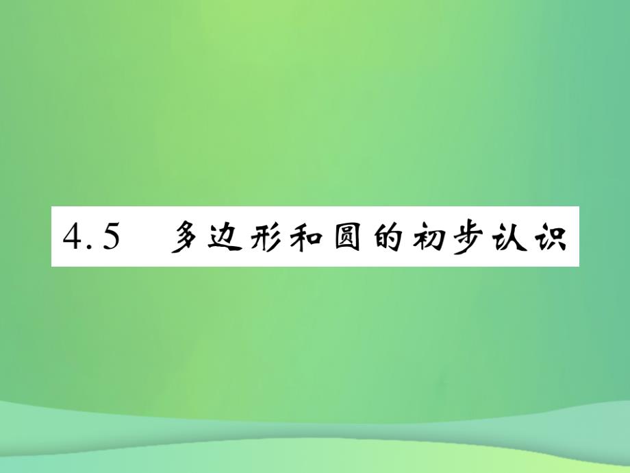 2019年秋七年级数学上册 第四章 基本平面图形 4.5 多边形和圆的初步认识练习课件 （新版）北师大版_第1页