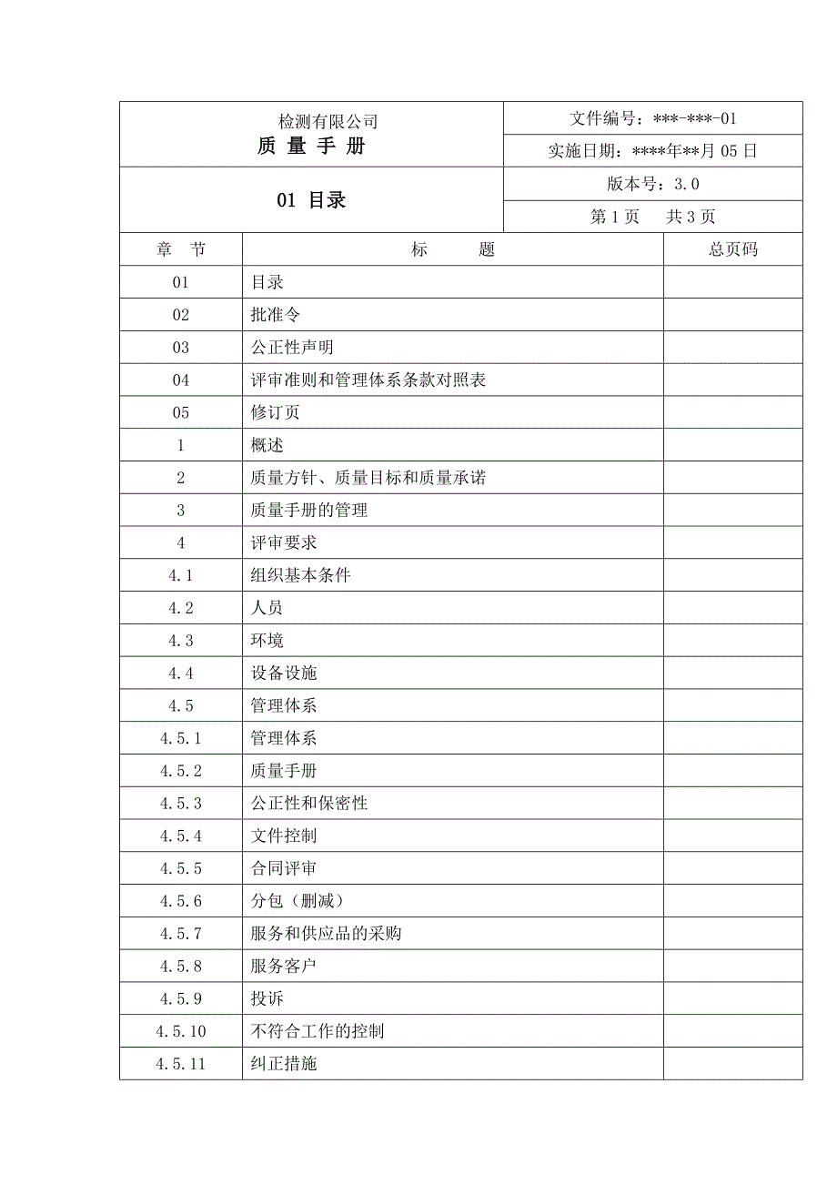 【精编】某检测有限公司质量手册_第1页