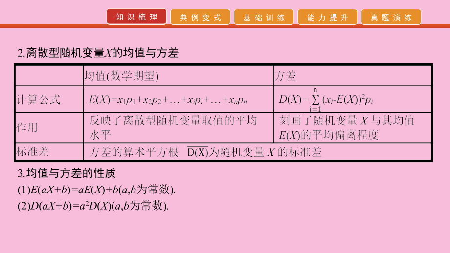 2020高考数学艺考生冲刺第七章概率与统计第22讲离散型随机变量的分布列、均值与方差（理）课件_第3页