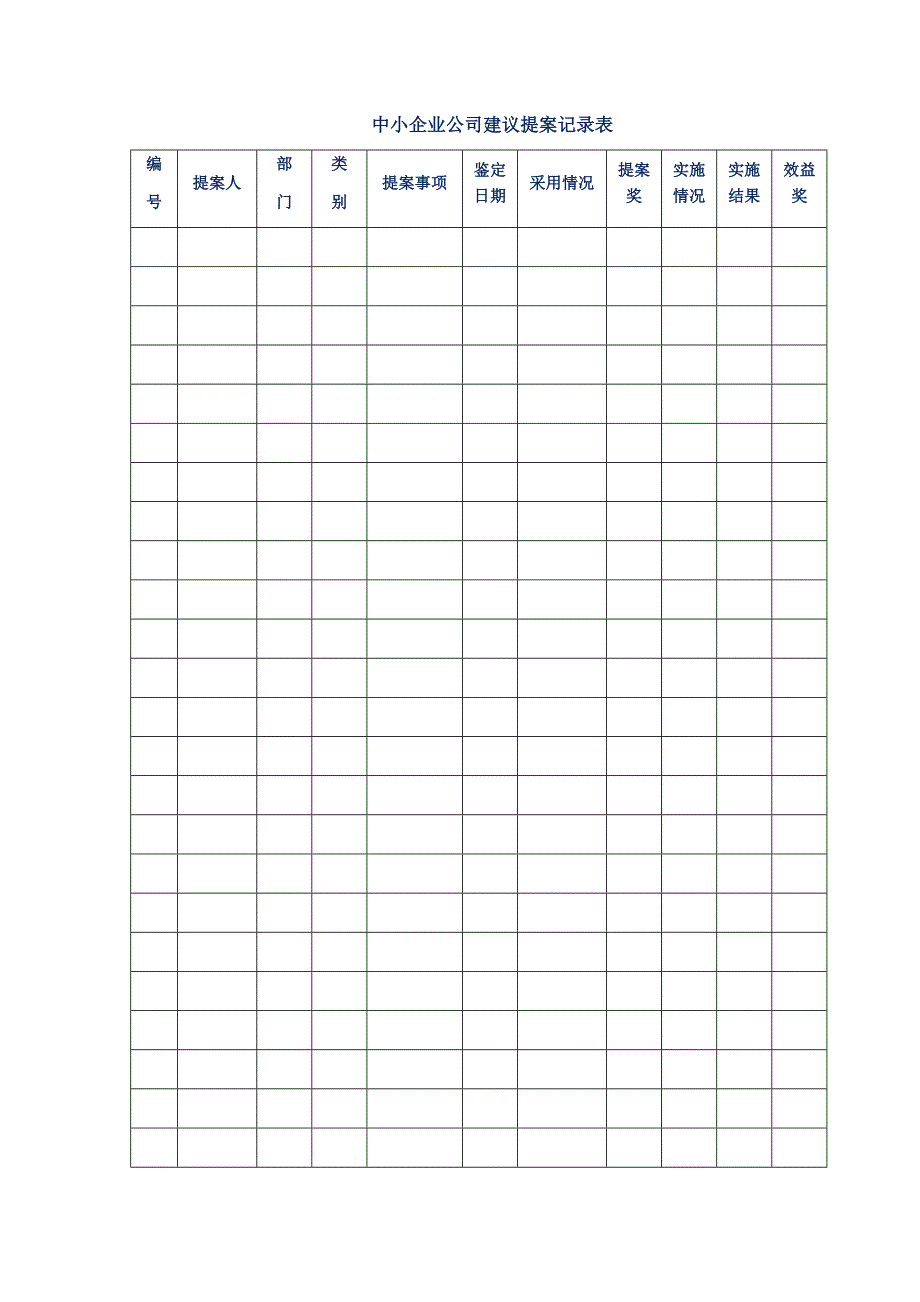 中小企业公司建议提案记录表_第1页