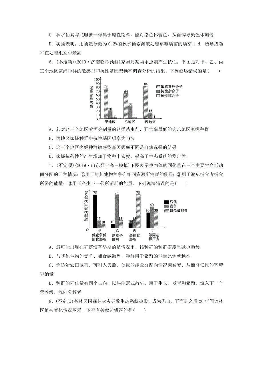 新高考2020高考生物二轮复习第一部分题型专项练题型专项练直方图类_第3页