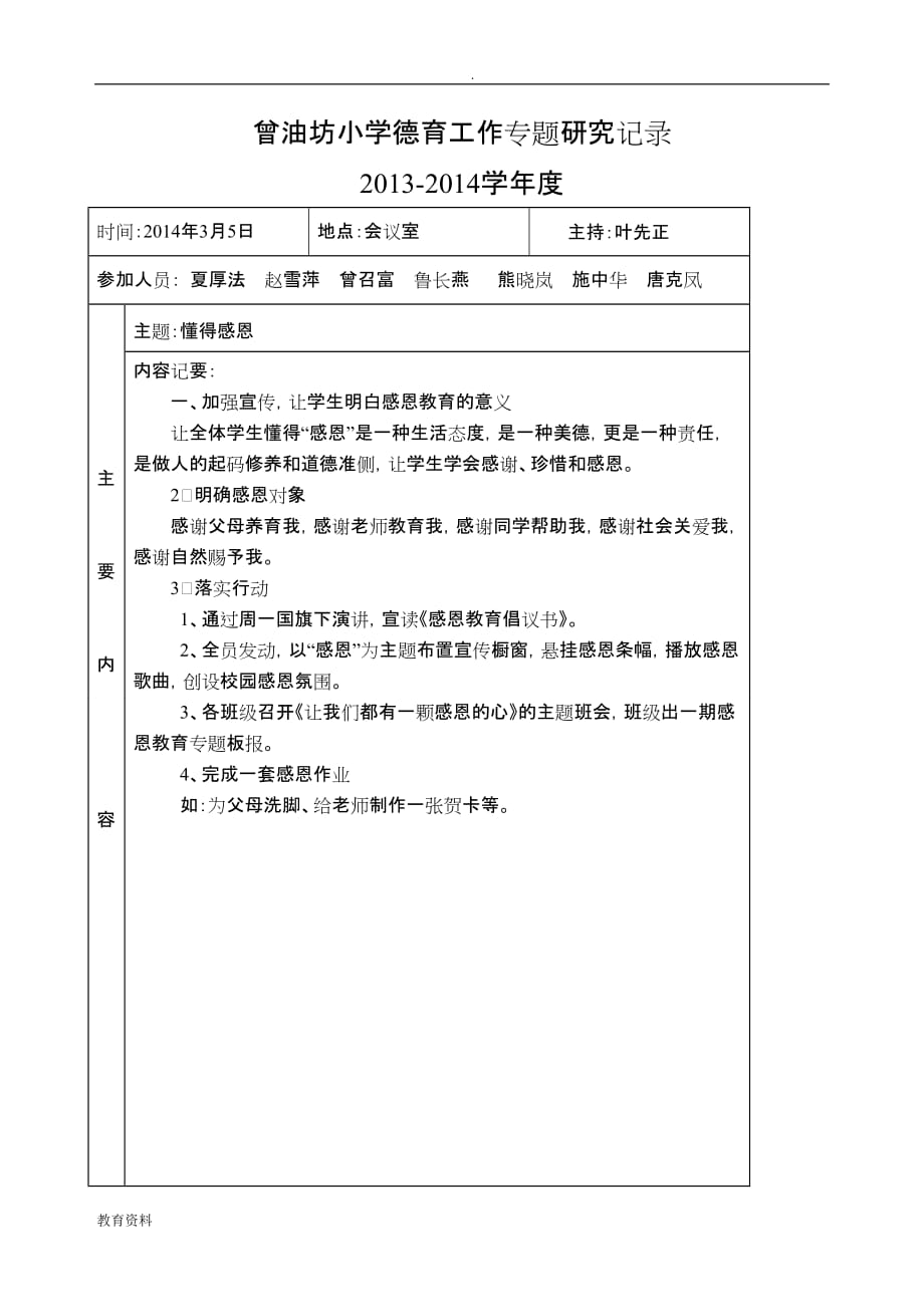 曾油坊小学德育工作专题研究报告记录_第4页