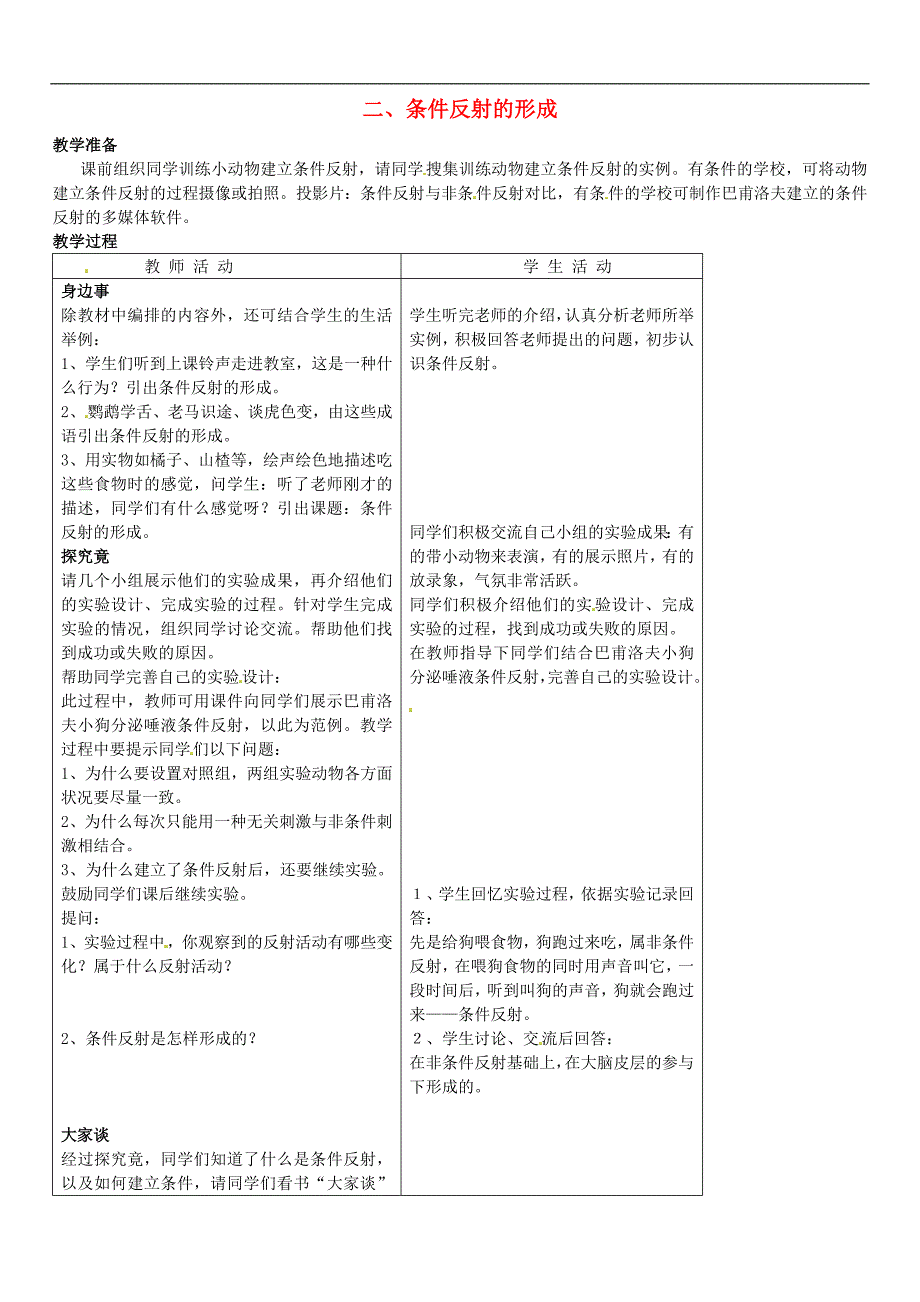 冀教初中生物七下《4第4章 合理用脑 高效学习》word教案 (6)_第1页