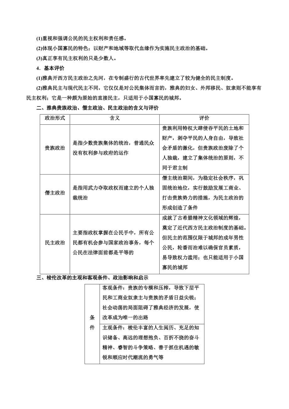 高二历史人教版选修一讲义：第一单元 单元小结与测评 Word版含答案_第2页