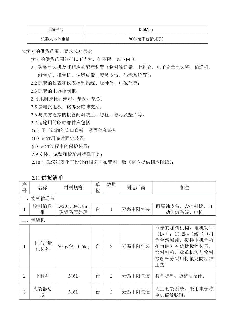 碳铵包装机技术协议-襄樊泽东化工.doc_第5页