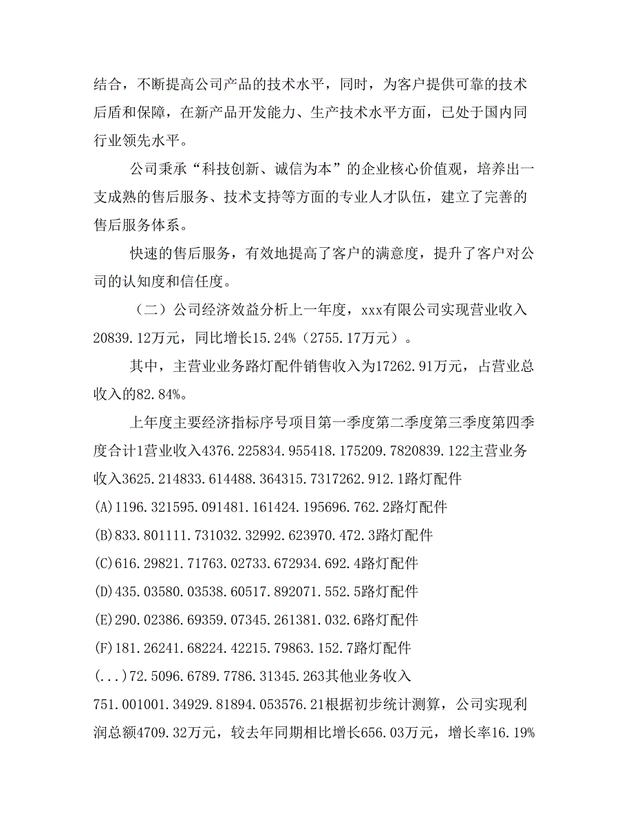 路灯配件项目商业计划书模板(投资分析及融资分析)_第4页