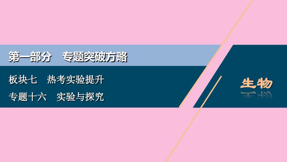 新高考2020高考生物二轮复习第一部分专题突破方略板块七热考实验提升专题十六实验与探究课件_第1页