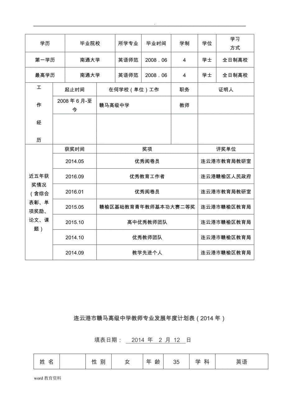 zt教师专业发展规划表_第5页