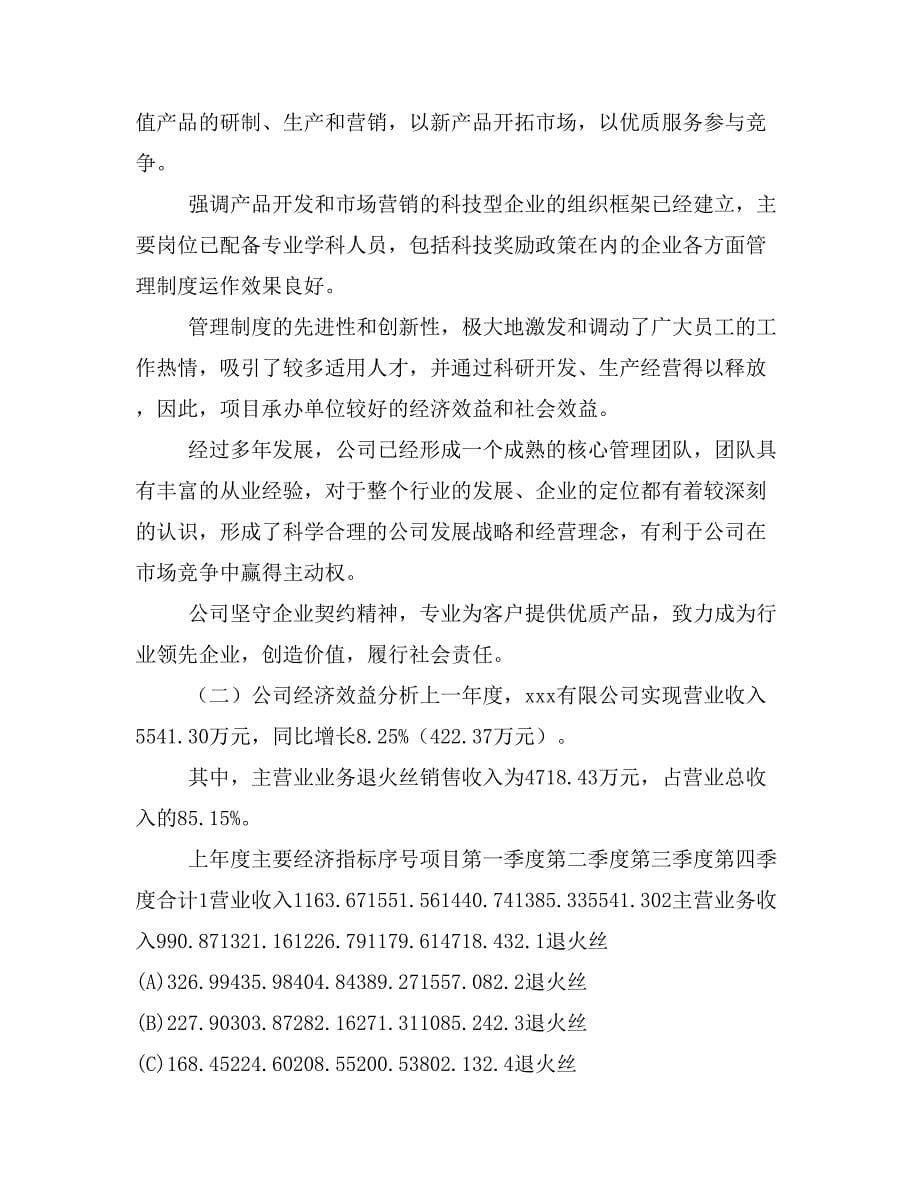 退火丝项目商业计划书模板(投资分析及融资分析)_第5页