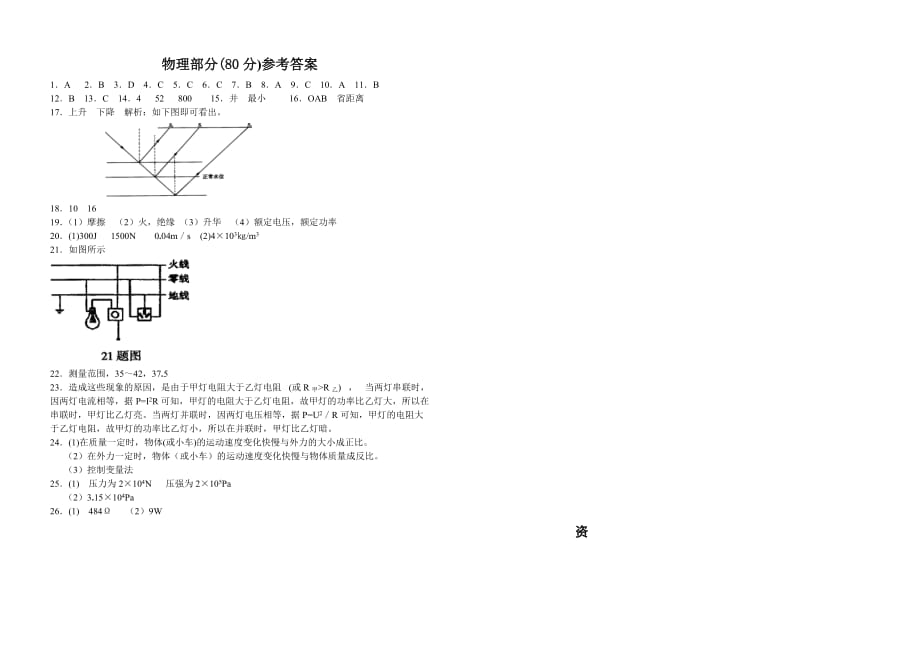 内蒙古包头市高中招生考试理科综合物理部分_第3页