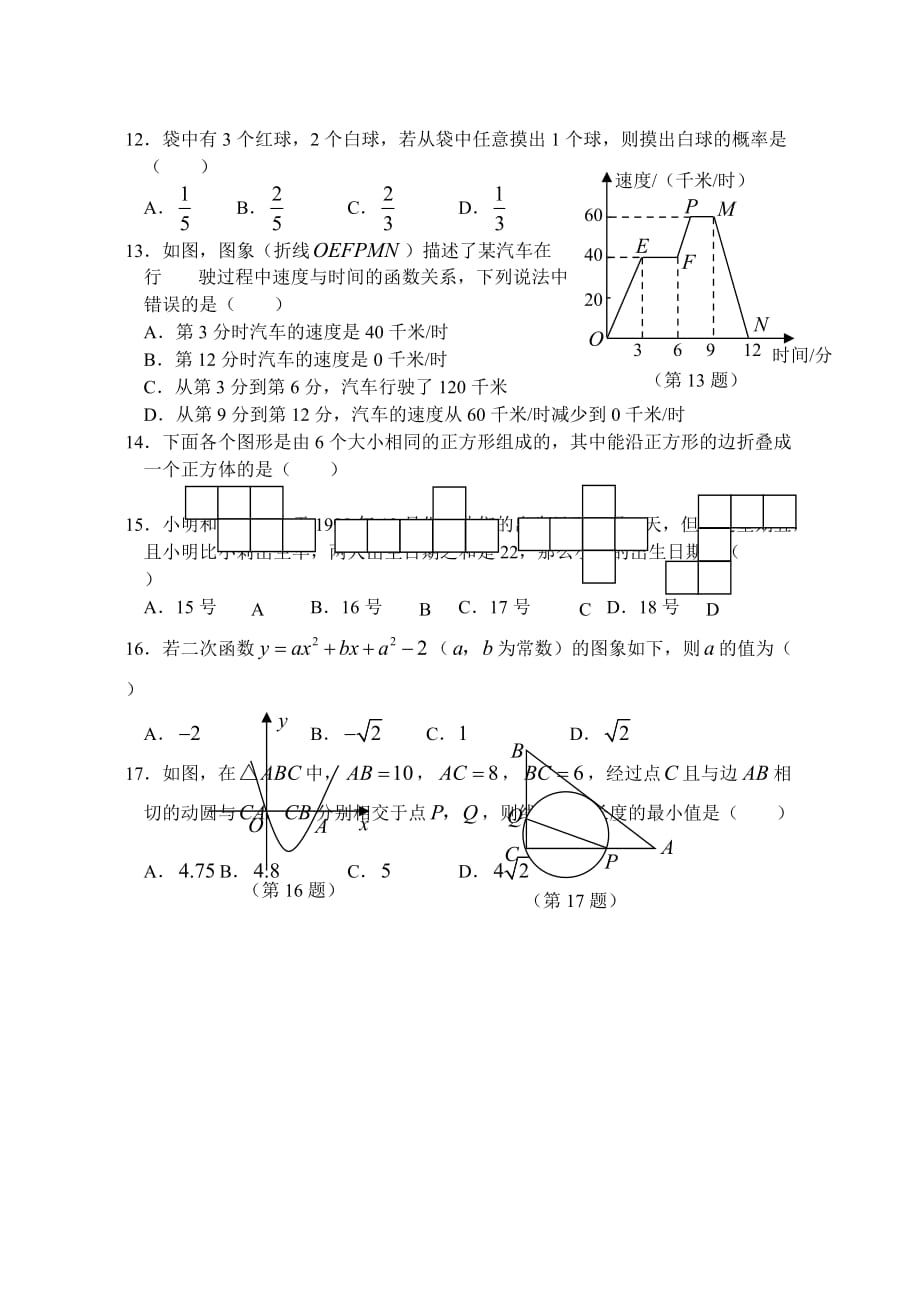 中考基础训练每天一练(10)_第2页