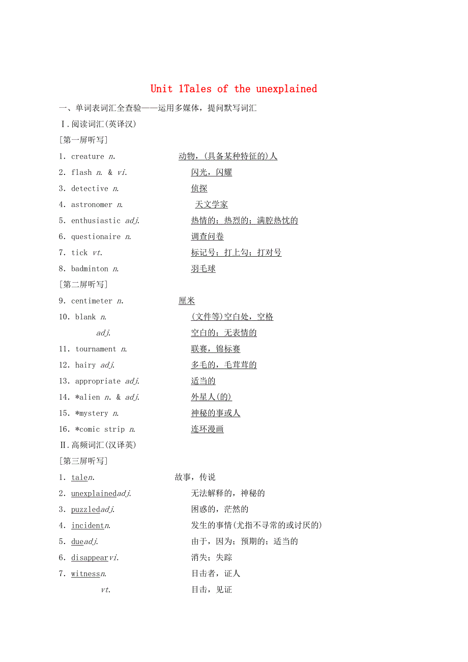 （江苏专用）高考英语一轮复习Unit1Talesoftheunexplained学案（含解析）牛津译林版必修2_第1页