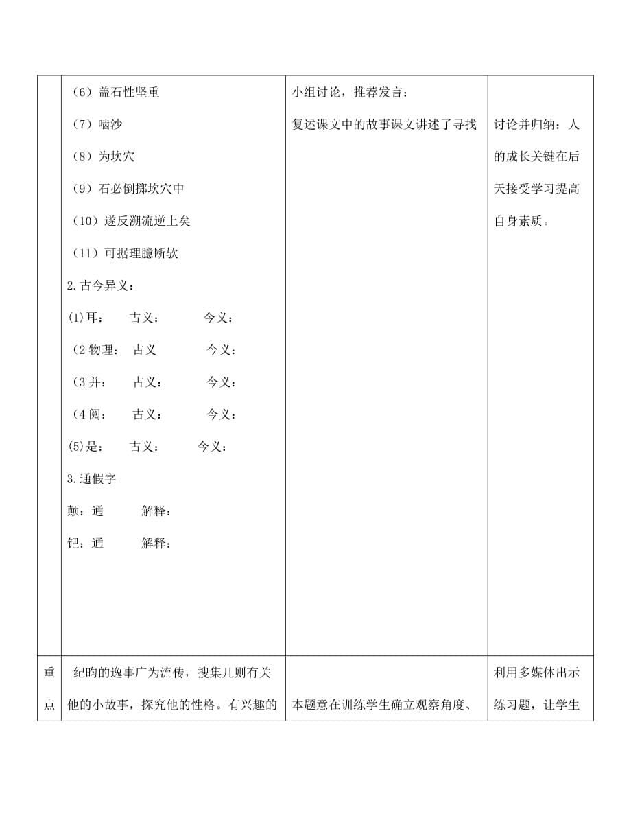 七年级语文上册 第五单元 河中石兽学案1（无答案） （新版）新人教版_第5页