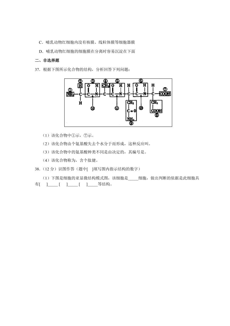 高一下学期期中考试生物试卷_第5页