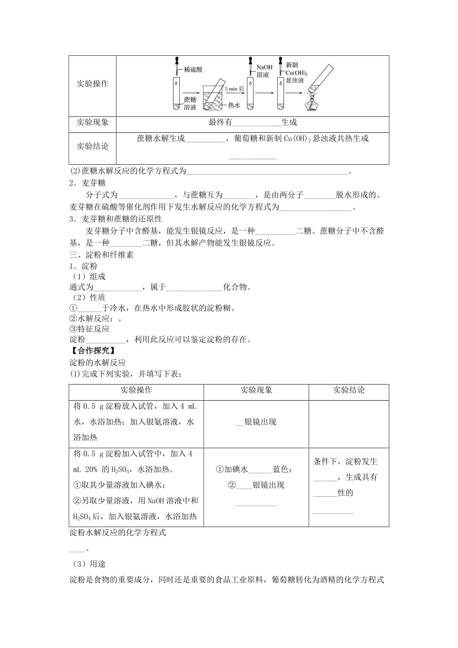 吉林省长市田家炳实验中学人教高一化学必修2导学案：3.4基本营养物质1_第3页