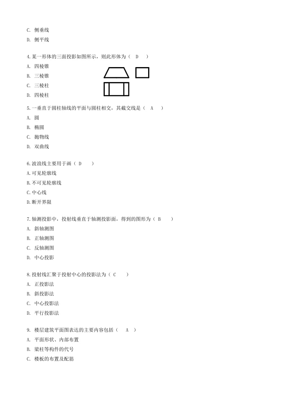 大工《建筑制图》更正2答案.doc_第2页