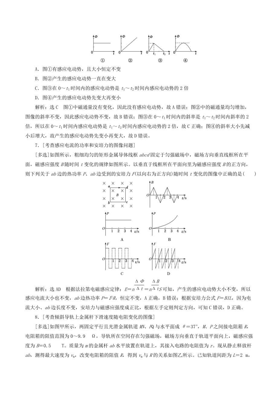 （江苏专版）高考物理二轮复习专题四第二讲楞次定律法拉第电磁感应定律课前自测诊断卷（含解析）_第4页