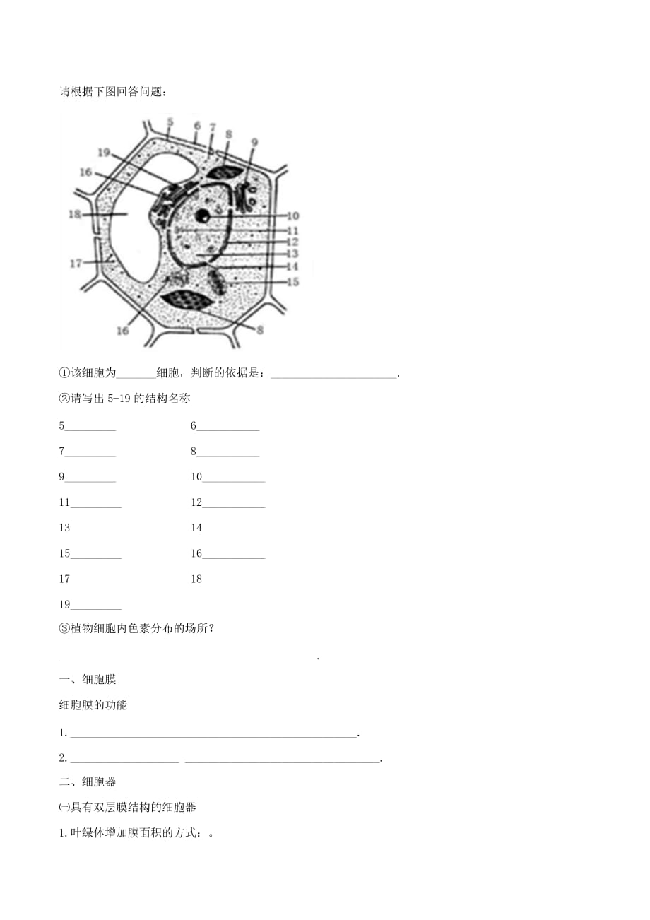 北京市第四中学高考生物总复习例题讲解：专题突破 第一讲 分子与细胞结构_第2页