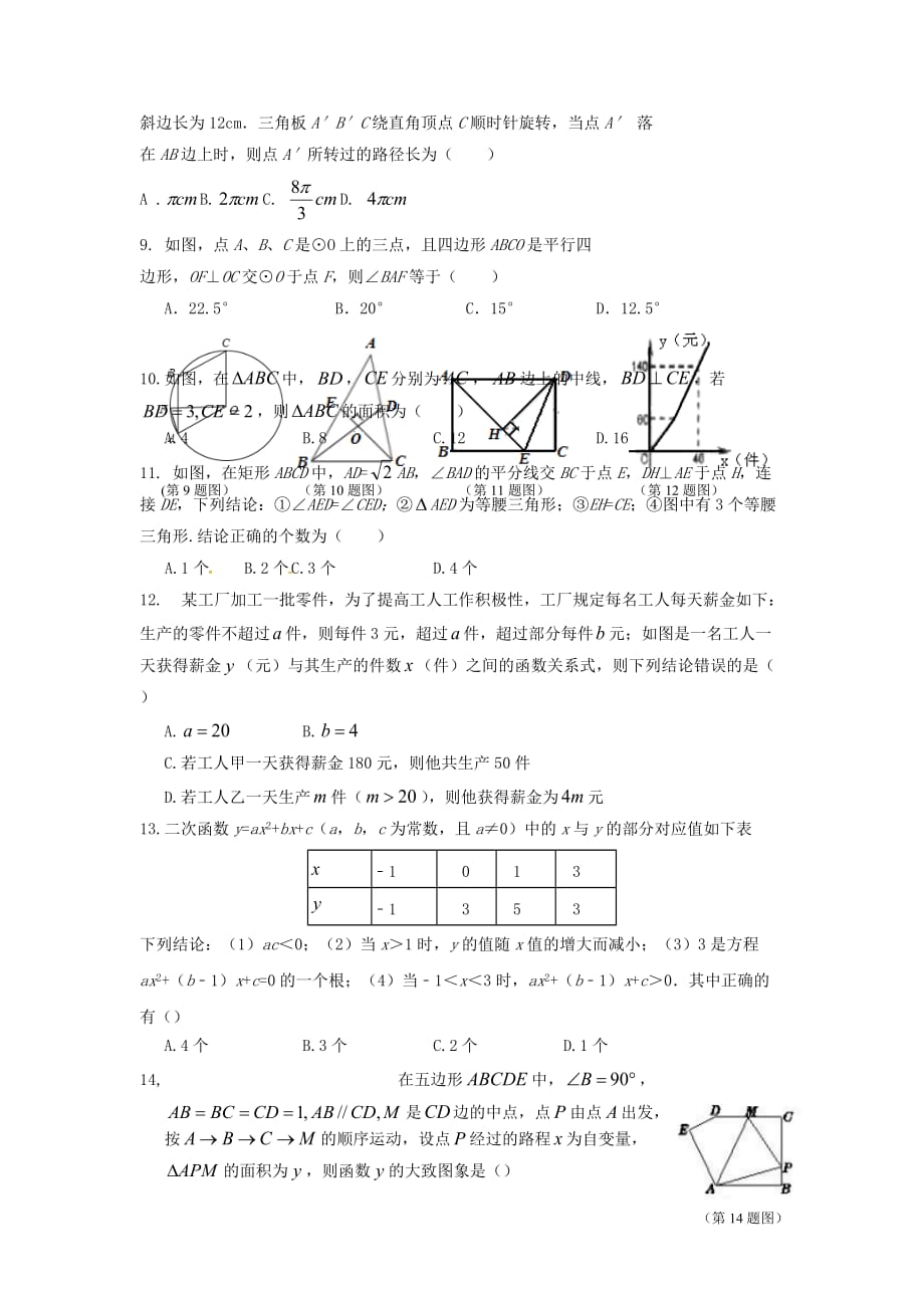 山东省临沭县九年级数学一轮复习验收检测试题_第2页