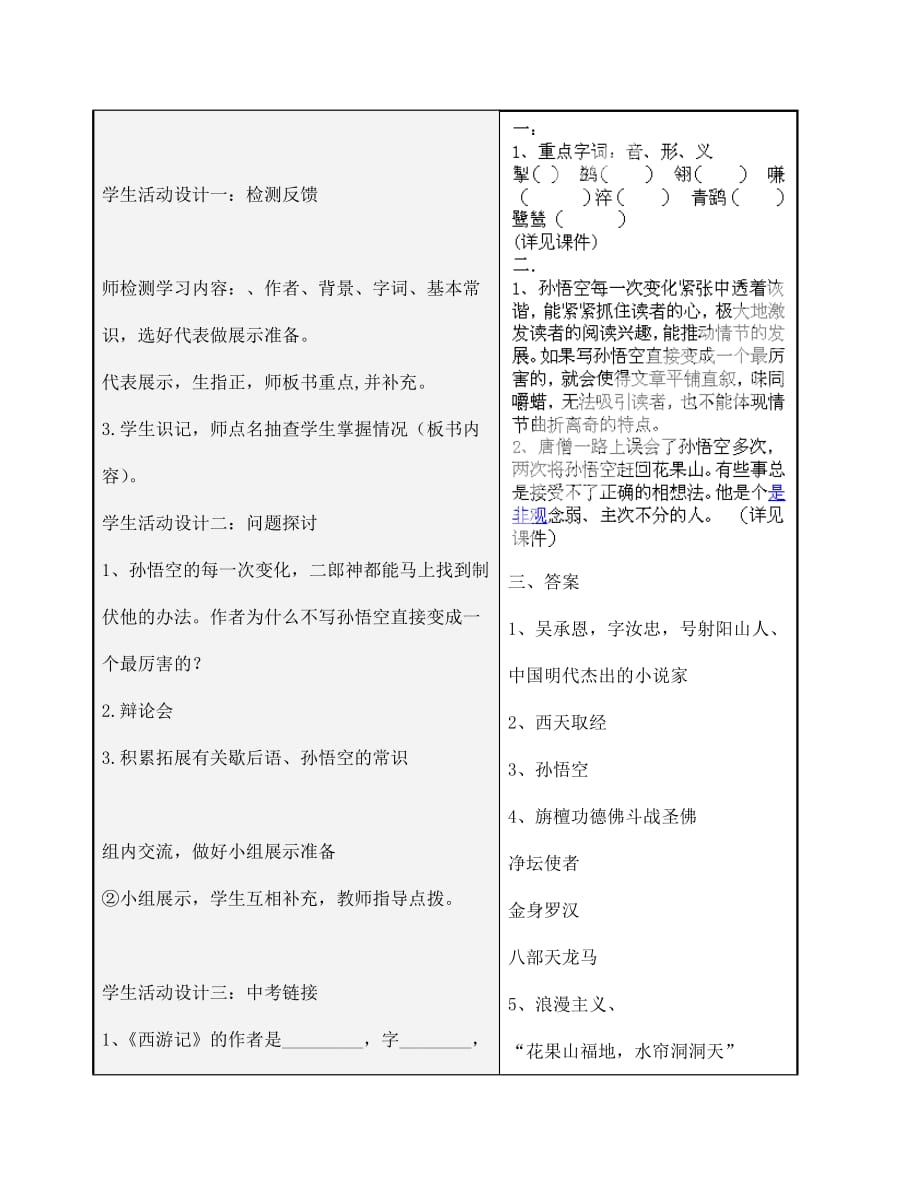 山东省潍坊高新技术产业开发区浞景学校七年级语文上册 第六单元 26 小圣施威降大圣（第2课时）学案（无答案）（新版）新人教版_第2页