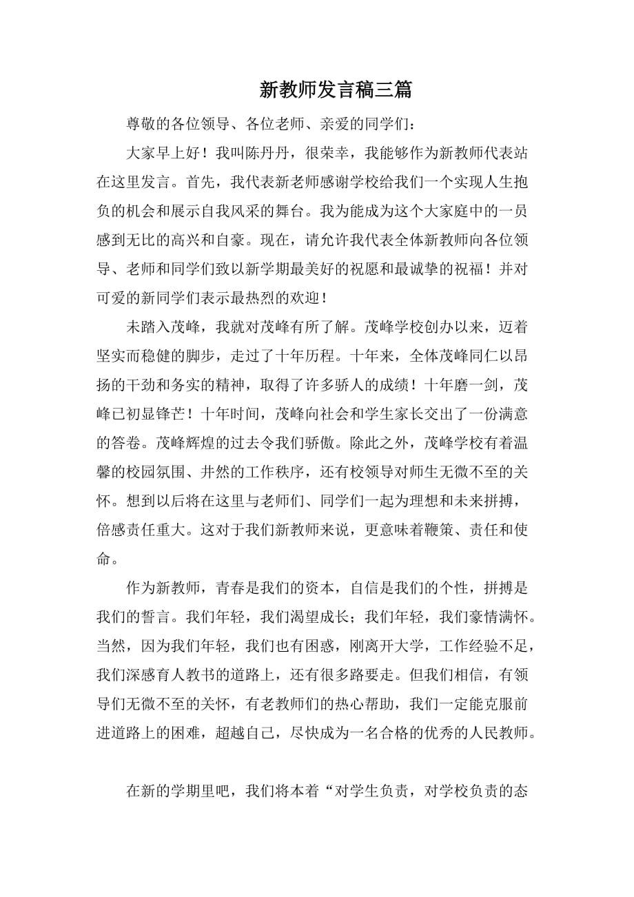 新教师发言稿三篇_第1页