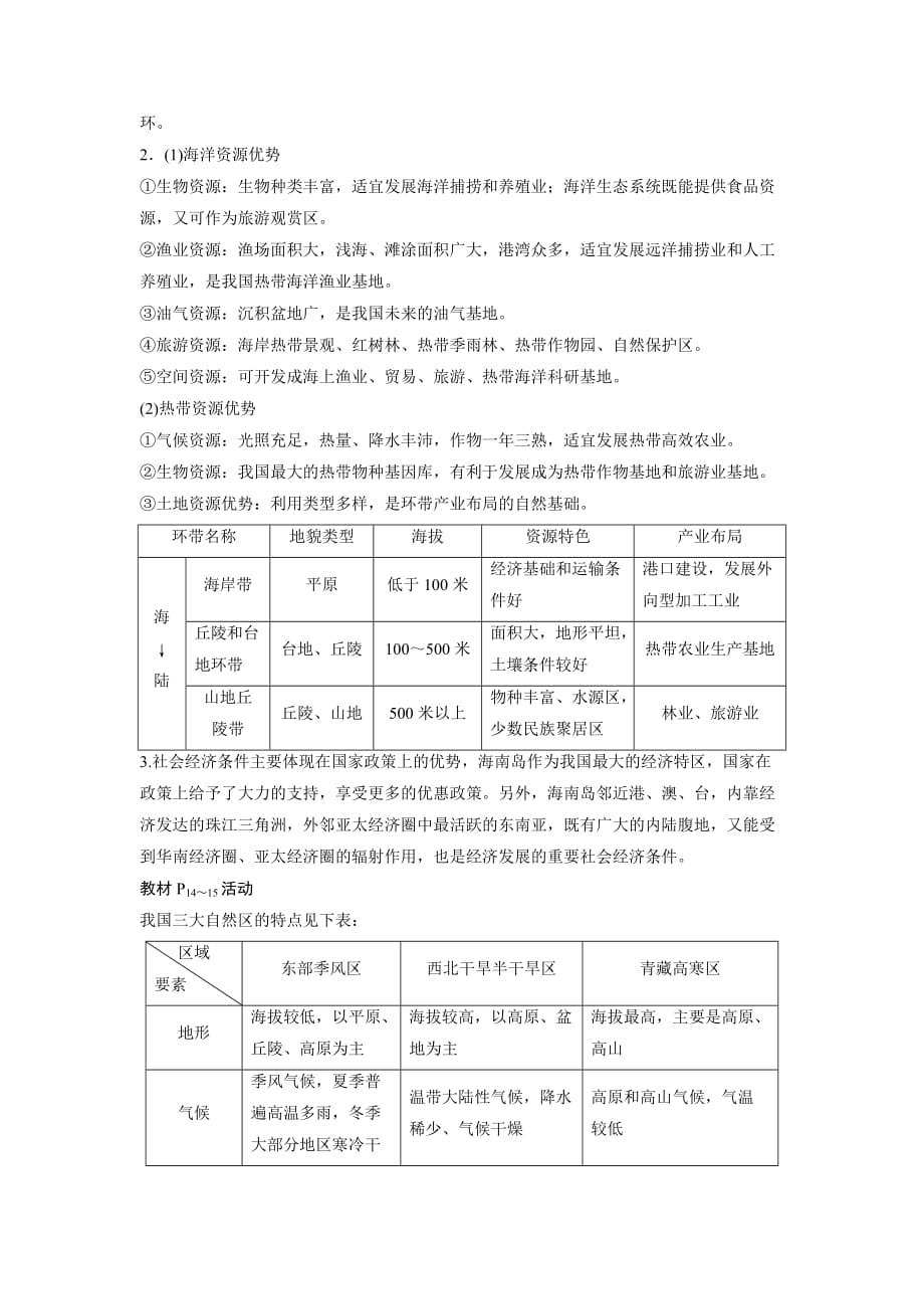 地理新导学同步鲁教通用必修三讲义：第一章 区域地理环境与人类活动 单元总结 Word含答案_第2页