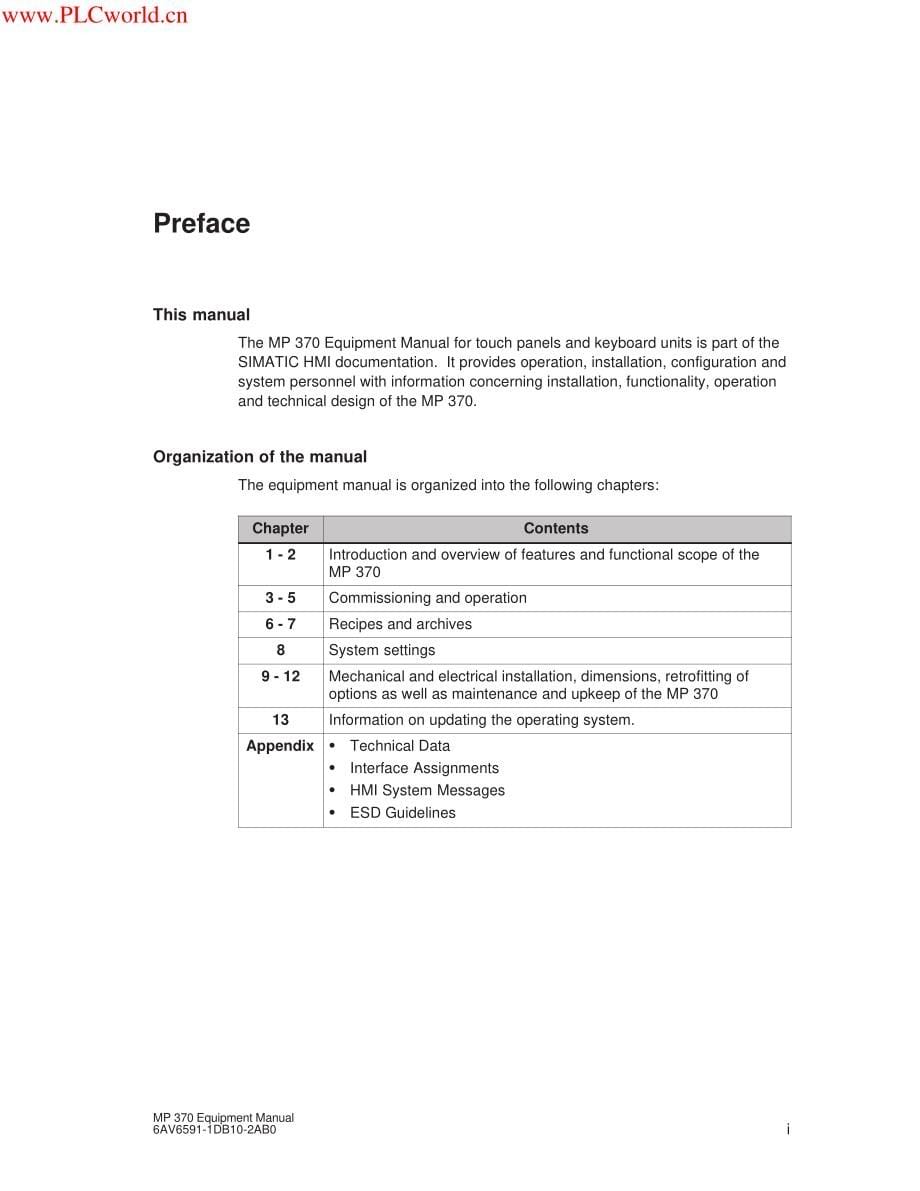 Multi Panel MP370 Equipment Manual_第5页