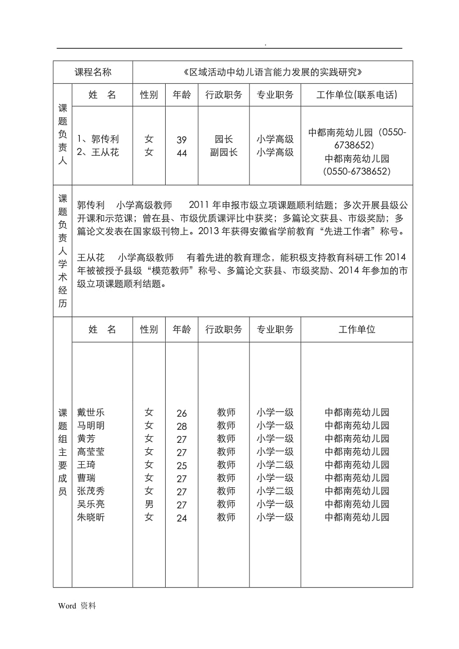 市级课题区域活动中语言能力发展的实践研究立项申请书_第4页