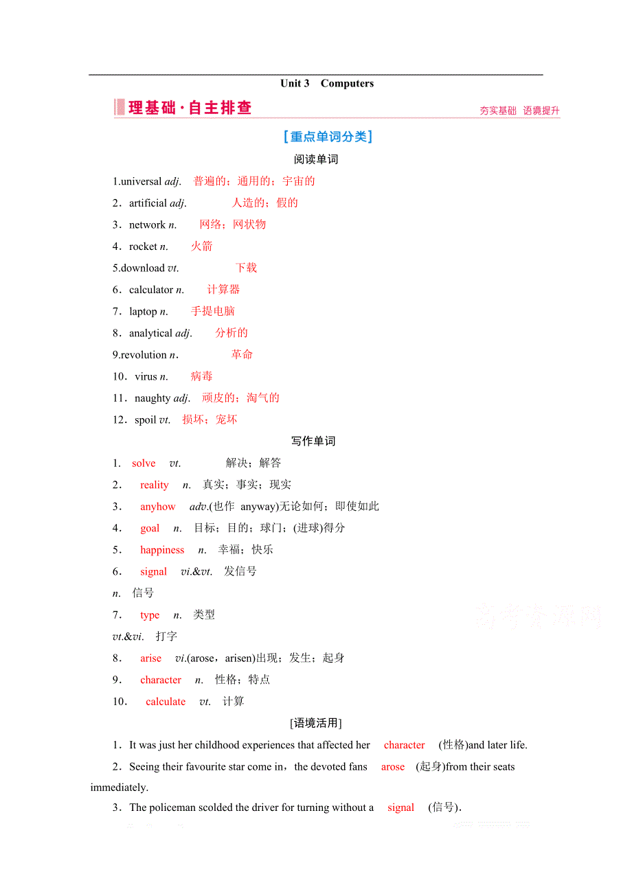 2020届高考艺考生英语复习教师用书：必修二Unit 3　Computers_第1页