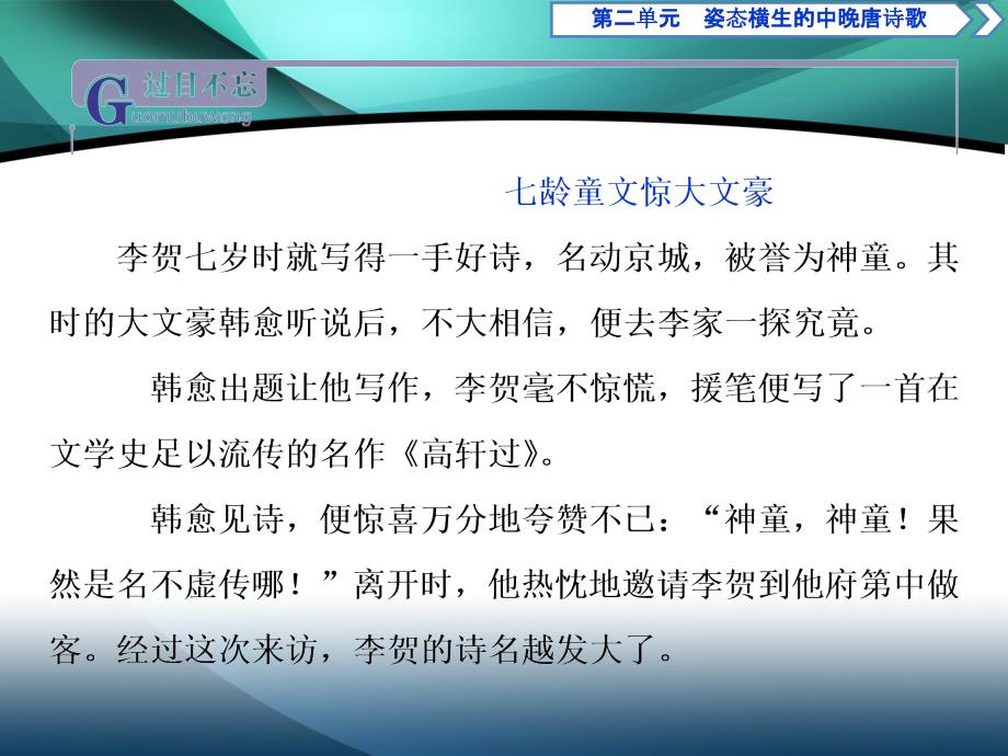 2019-2020学年高中语文鲁人版选修唐诗宋词选读课件：第二单元 6　李贺诗二首_第2页