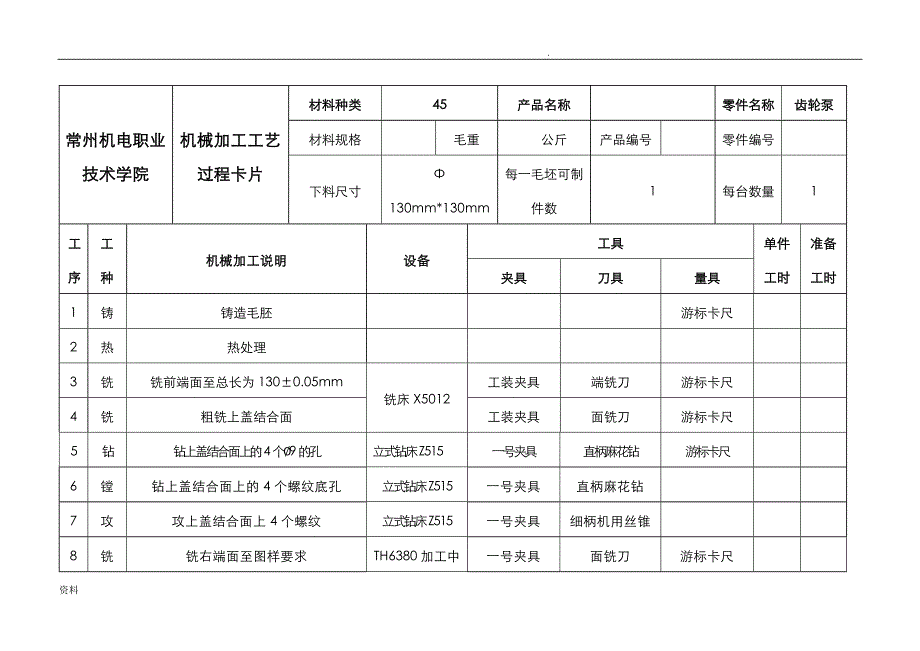 齿轮泵体工艺过程、工序卡卡片_第2页