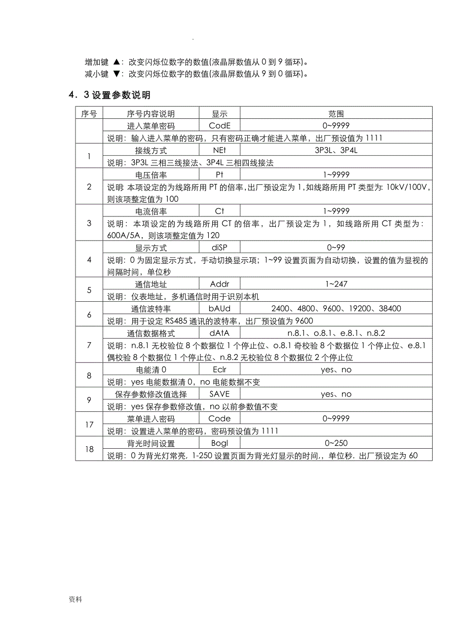 液晶三相多功能电力仪表说明书_第4页