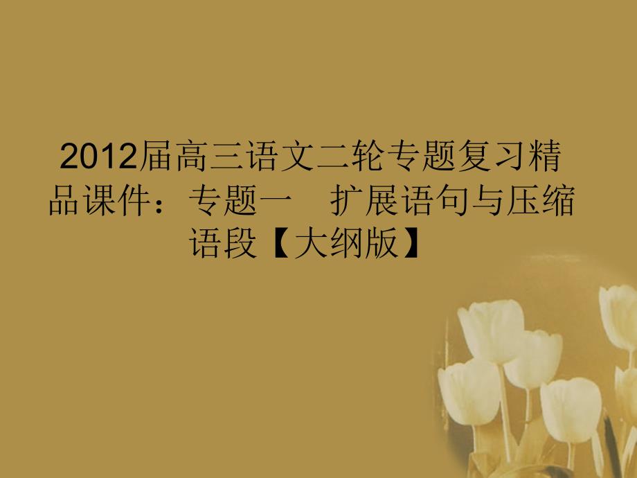 2012届高三语文二轮专题复习 专题一 扩展语句与压缩语段精品课件 大纲人教版.ppt_第1页