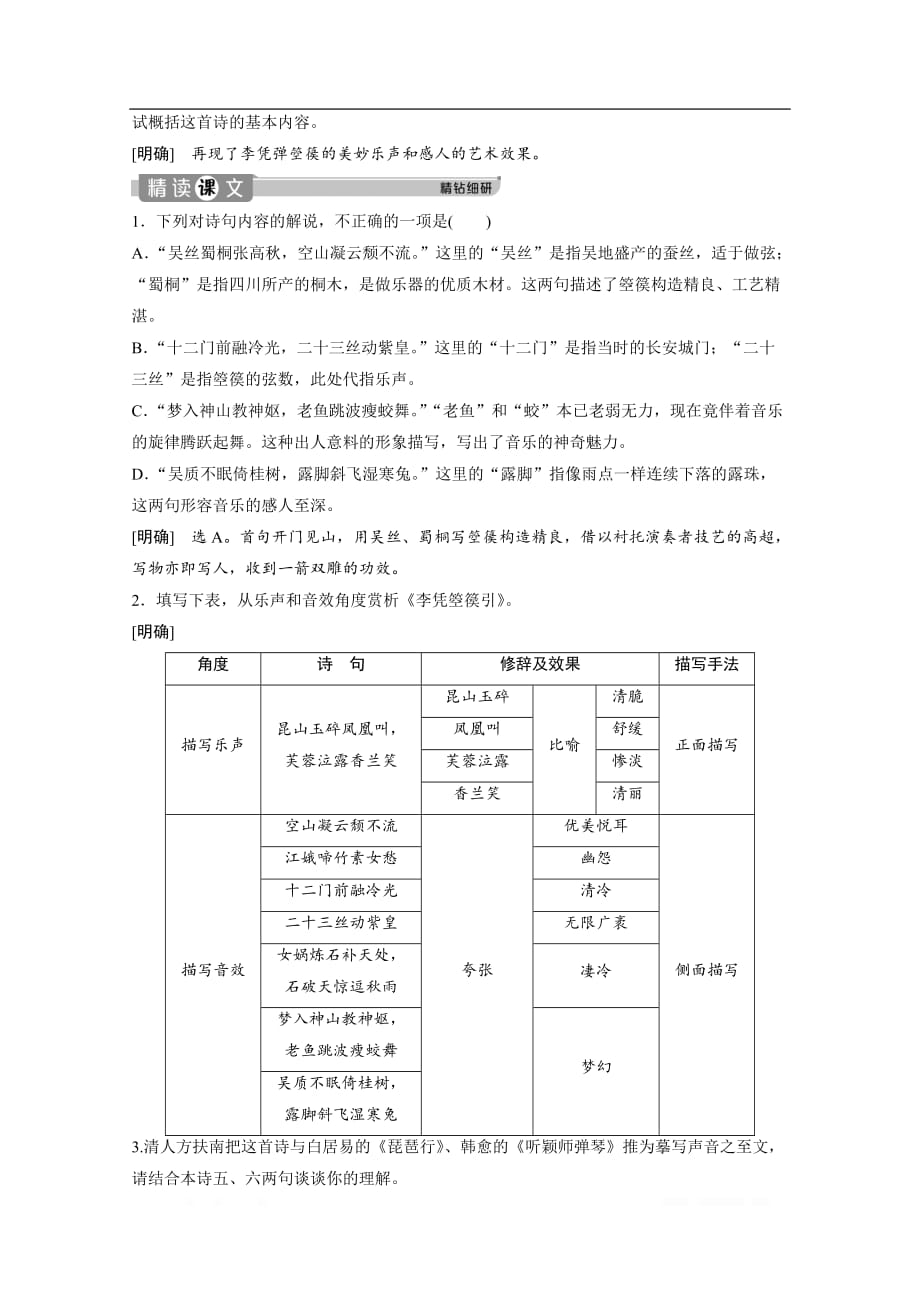 2019-2020学年高中语文人教版选修中国古代诗歌散文欣赏学案：第三单元 3 自主赏析　篇目二　李凭箜篌引_第4页